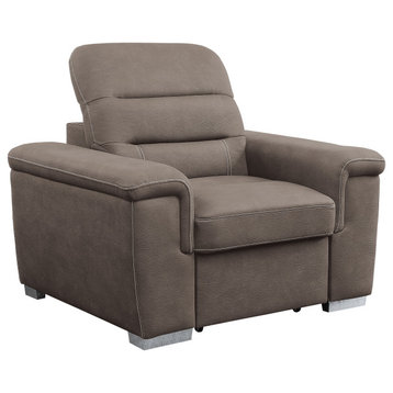 Brooks Accent Chair With Pull-Out Ottoman, Taupe