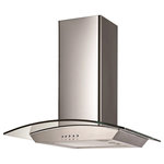 Ancona - 30 in. Glass Canopy Series 400 CFM Convertible Wall Mount Range Hood - This Glass Canopy 30 is a quiet, powerful, stylish, practical and affordable range hood. Dramatically engineered in tempered glass and commercial grade steel, this range hood delivers all round performance, while protecting kitchen walls from steam and removing cooking smells. Featuring easy-to-use 3-speed push button controls; efficient halogen lights for effective task lighting and a dishwasher-safe aluminum mesh filter. Itï¿½s unique design gives you the most seamless possible fit between the chimney and the main body, while delivering quiet yet powerful ventilation and easy clean convenience.