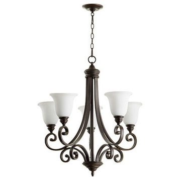 Bryant Transitional Chandelier, Oiled Bronze With Satin Opal