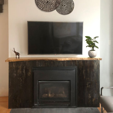 Yaletown Condo, Patinated Steel Fireplace Surround