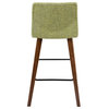 Cabo Counter Stool in Walnut and Green Fabric, Set of 2