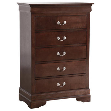 Louis Phillipe Cappuccino 5 Drawer Chest of Drawers (33 in L. X 18 in W. X...