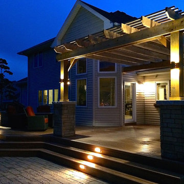 Trex Transcend Deck with Pizza Oven and Pergola, Lighting
