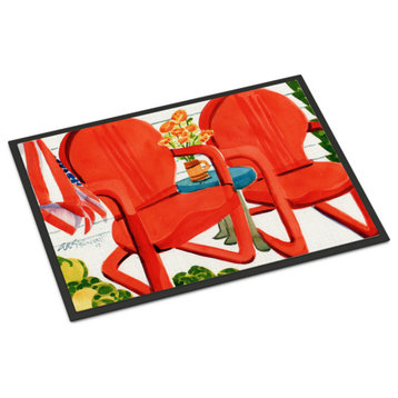 Caroline'S Treasures Red Chairs Patio View Indoor/Outdoor Mat 24"Hx36"