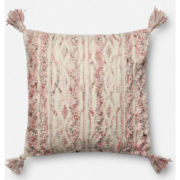 P0643 Pillow, Pink, Ivory, 18"x18" Cover With Down