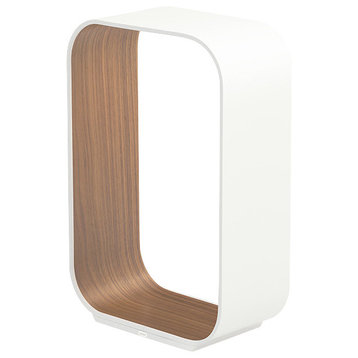 Pablo Designs Contour Table Lamp, White-Walnut/Small