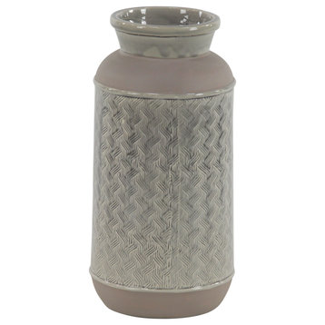Modern 15"x7" Brown Stoneware Vase