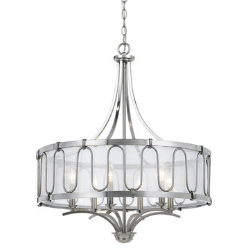 60W 6 Vincenza Metal  Chandelier With Transparent Fabric Shade