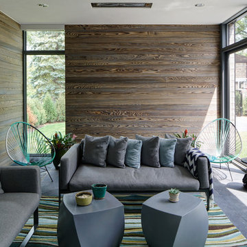 Wood Paneled Contemporary Sunroom