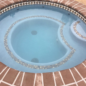 Lower Macungie large custom pool with spa, sunshelf, deck jets, and fountains