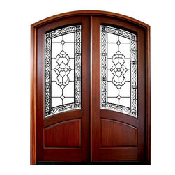 Arched Wood Door with decorative glass - Front Doors
