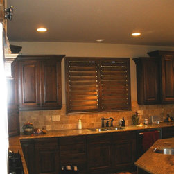 Custom Frame and Custom Color Knotty Alder Shutters - Interior Shutters