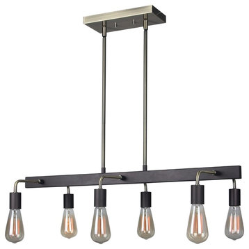 Ethan 6-Light Linear Pendant, Brushed Brass and Bronze