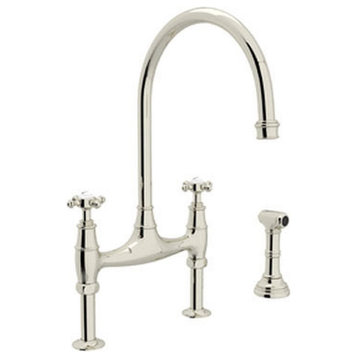 Rohl Perrin and Rowe High-Arc Bridge Kitchen Faucet, Polished Nickel