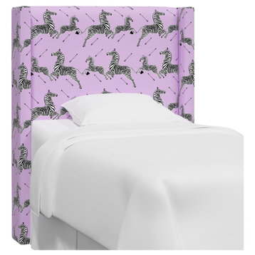 Red from Scalamandre by Cloth & Company Twin Hudson Headboard, Zebras Lilac