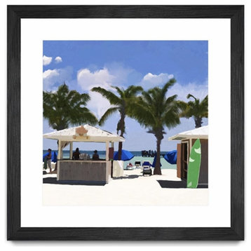 Giant Art 30x30 Key West Cabana I Matted and Framed in Green