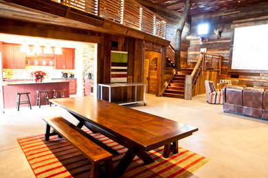Family room - rustic family room idea in St Louis