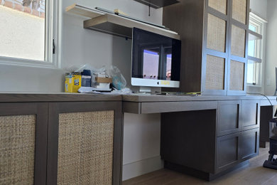 Example of a large beach style home office design in Orange County