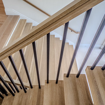 White oak Stairs - Black metal balusters