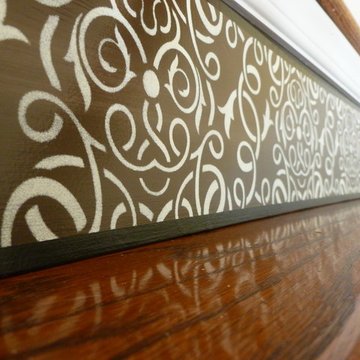 Painted Stair Risers - Brown & White Celtic