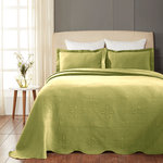 Blue Nile Mills - 100% Cotton Geometric Luxury Quilted Bedspread, Sweet Pea, Queen - Description: