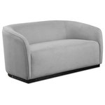 Meridian Furniture - Mylah Upholstered Loveseat, Grey - Make this Mylah polyester fabric loveseat the centerpiece of a cozy reading nook in your family room or elsewhere. This handsome loveseat features soft cognac polyester fabric from top to bottom for a look that wows from all angles. The neutral color blends easily with other decorative items in your space, and the black finish solid wood base adds a pretty contrast while giving the loveseat an impeccably durable slant.