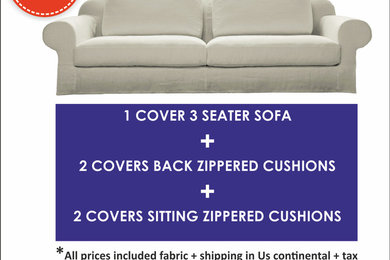 custom slipcovers for 3 seater sofa
