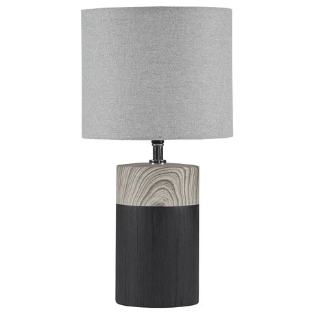 510 Design Nicolo Mid-Century Textured Ceramic Table Lamp, Matte White, Black