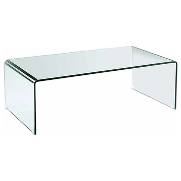 Bent Glass Coffee Table, Clear Glass