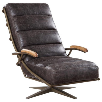 ACME Ekin Channel Tufted Accent Chair in Morocco Top Grain Leather