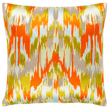 Ara Pillow, Bright Orange, 20"x20", Down Insert