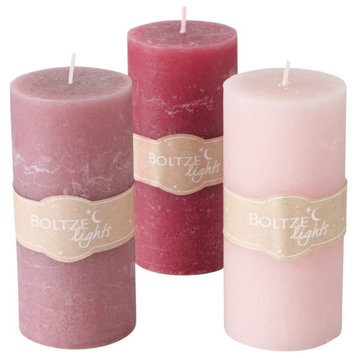 3 Piece Pink Pillar Candle Sets