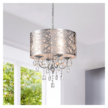 The 15 Best Contemporary Silver Chandeliers For 2022 Houzz Contemporary Silver Chandeliers, First Lighting Acamar 5 Light Crystal Chandelier