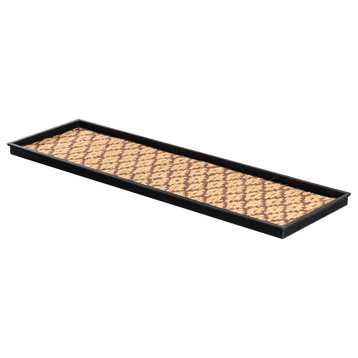 46.5"x14"x1.5" Natural/Recycled Rubber Boot Tray Tan/Brown Coir Insert