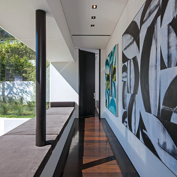 Laurel Way Beverly Hills modern home hallway and window seat