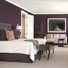 Love the aubergine with off white and soft gray.