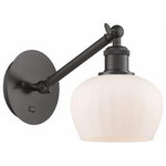 Innovations Lighting - Innovations Lighting 317-1W-OB-G91 Fenton, 1 Light Wall In Art Nouveau S - The Fenton 1 Light Sconce is part of the BallstonFenton 1 Light Wall  Oil Rubbed BronzeUL: Suitable for damp locations Energy Star Qualified: n/a ADA Certified: n/a  *Number of Lights: 1-*Wattage:100w Incandescent bulb(s) *Bulb Included:No *Bulb Type:Incandescent *Finish Type:Oil Rubbed Bronze