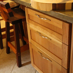 Custom Kitchen Cabinet Drawers, Bar Stools and Butcher Block cutting board - Wine And Bar Cabinets