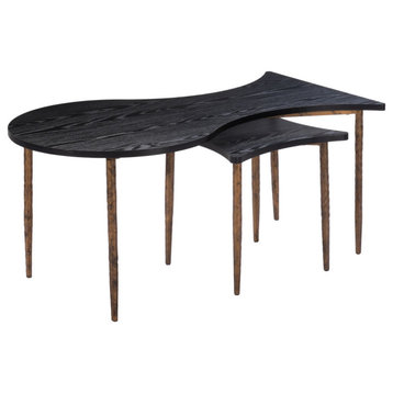 Carver Coffee Table Set Black and Bronze