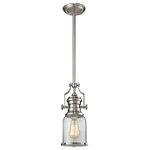 Elk Home - Chadwick 1-Light Large Pendant, Satin Nickel - The Chadwick Collection Reflects The Beauty Of Hand-Turned Craftsmanship Inspired By Early 20Th Century Lighting And Antiques That Have Surpassed The Test Of Time. This Robust Collection Features Detailing Appropriate For Classic Or Transitional Decors. White Glass Compliments The Various Finish Options Including Polished Nickel, Satin Nickel, And Antique Copper. Amber Glass Enriches The Oiled Bronze Finish.