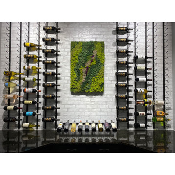 W Series Wine Rack 7 Wall Mounted Bottle Storage Kit, Brushed Nickel, 21 Bottles