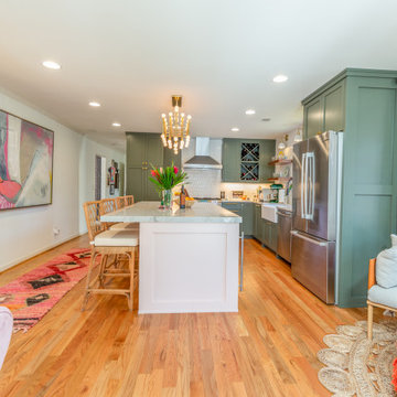 A new kitchen with bold colors and sleek lines