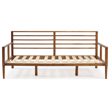 Mid-Century Modern Solid Wood Spindle Daybed, Caramel