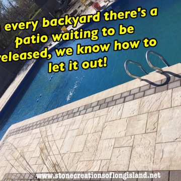 Cambridge Paver Pool Patio with Fire & Water Features, West Islip, N.Y. 11795