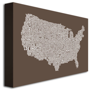 'US City Map II' Canvas Art by Michael Tompsett