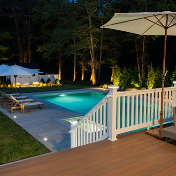 Rumson NJ: Inground Pool, Deck, Outdoor Kitchen, Outdoor Shower, Landscape, Shed