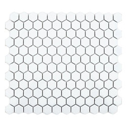 Walls and Floors - Hexagon Matte Tiles, 1 Sheet, White Matte - Wall And Floor Tile