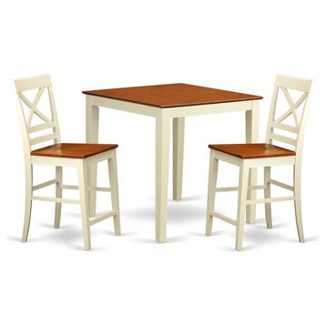 3-Piece Dining Counter Height Set, Pub Table And 2 Dining Chairs