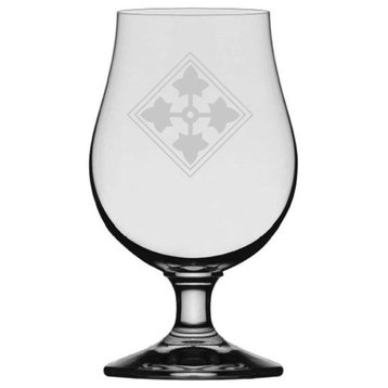 US Army 4th Infantry Division Glencairn Crystal Iona Beer Glass