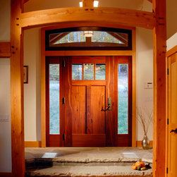 Custom Wooden Entry Door in Timber Frame Home - Front Doors